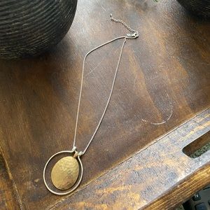 Silpada .925 Sterling Silver and Hammered Gold and Turquoise Necklace